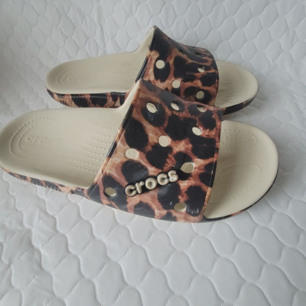 Crocs Classic Animal Print Remix Slide Sandals Size W12 M10 - Picture 8 of 10